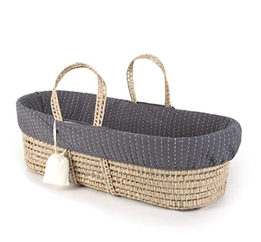 Baby carrier basket: tadpoles line stitched moses basket