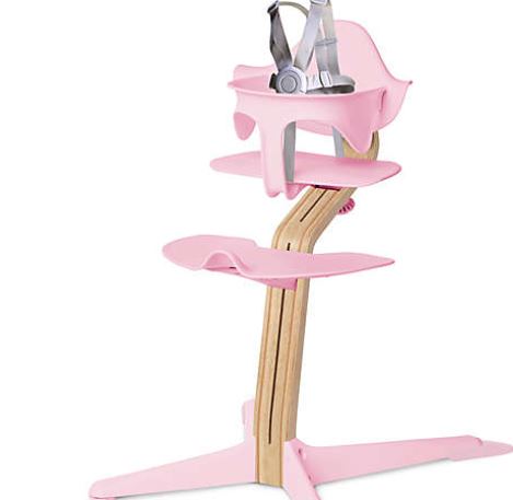 Convertible high chair: nomi high chair with white oak stem in pink