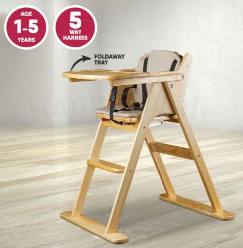 adjustable high chair: Wooden Folding Baby Highchair