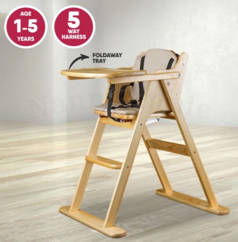 Adjustable high chair: wooden folding baby highchair